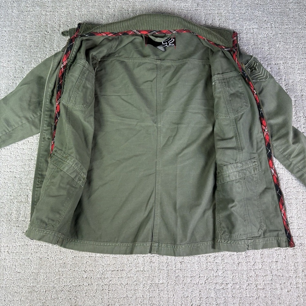 Fox Racing Jacket Military Style Zip & Button Army Green Logo Women's Size Small - Picture 9 of 12